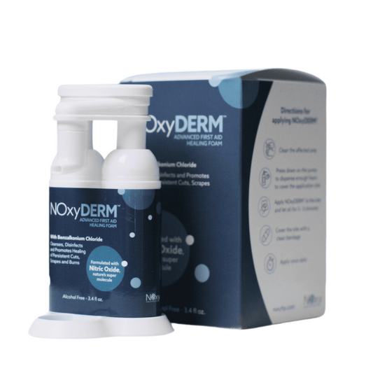NOxyDERM™ 1oz advanced wound care foam with antiseptic properties for cuts and burns, promoting fast healing and reduced scars.